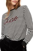 Women's Topshop Ciao Embroidered Stripe Shirt