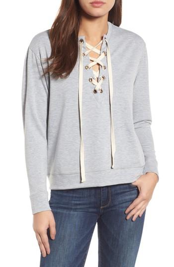 Women's Caslon Lace-up Sweatshirt - Grey