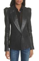 Women's Smythe Metallic Linen Puff Sleeve Blazer - Black