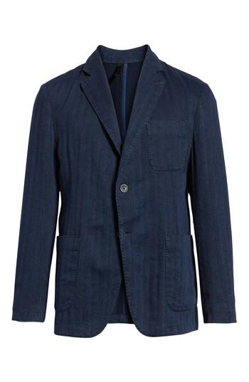 Men's Bugatchi Regular Fit Herringbone Cotton & Linen Blazer