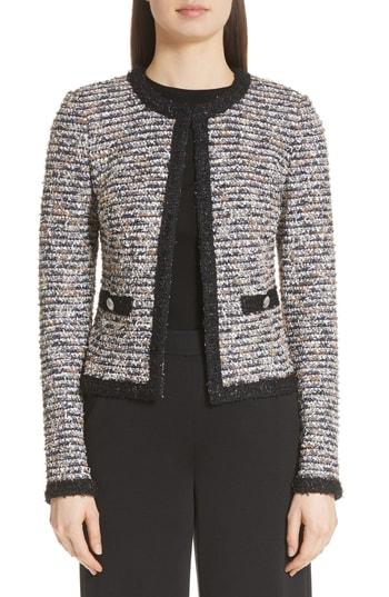 Women's St. John Collection Inlaid Eyelash Knit Jacket - Black
