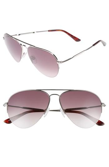 Women's Balenciaga 58mm Aviator Sunglasses - Palladium/ Gradient Burgundy