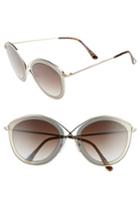 Women's Tom Ford Sascha 55mm Butterfly Sunglasses - Dark Brown/ Gradient Roviex