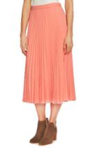 Women's 1.state Pleated Midi Skirt - Coral