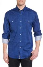 Men's Bugatchi Chambray Print Classic Fit Sport Shirt - Blue