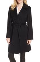 Women's Sofia Cashmere Notch Collar Cashmere Wrap Coat - Black