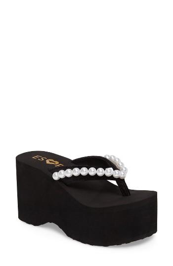 Women's Rocket Dog Bungalow Platform Wedge Flip Flop M - Black