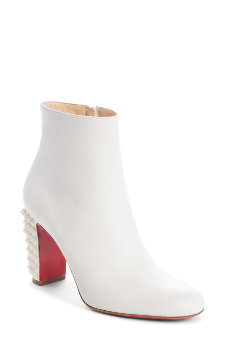 Women's Christian Louboutin Suzi Folk Spiked Bootie .5us / 38.5eu - White