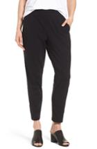 Women's Eileen Fisher Stretch Organic Cotton Slim Slouchy Ankle Pants, Size - Black