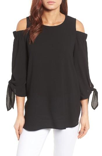 Petite Women's Gibson Cold Shoulder Top, Size P - Black