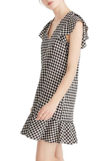 Women's Madewell Ruffle Gingham Shift - Black