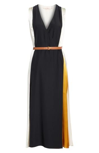 Women's Tory Burch Clarice Colorblock Silk Wrap Dress