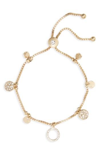 Women's Canvas Circle Charm Box Chain Bolo Bracelet