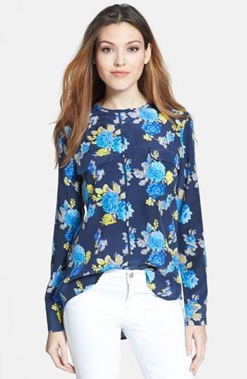 Equipment 'lynn' Print Silk Shirt Peacoat
