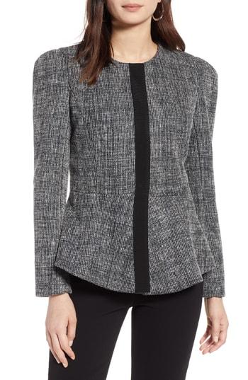 Women's Halogen Tweed Peplum Jacket - Black