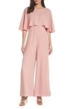 Women's Fame And Partners Georgette Jumpsuit With Removable Cape - Pink