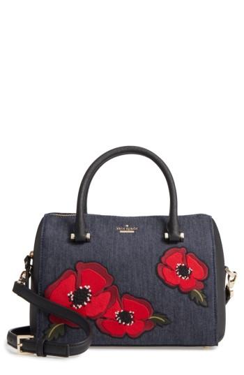 Kate Spade New York Cameron Street Poppy Large Lane Embroidered Denim Satchel - Blue