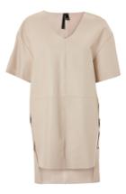 Women's Topshop By Boutique Leather V-neck Dress Us (fits Like 0) - Ivory