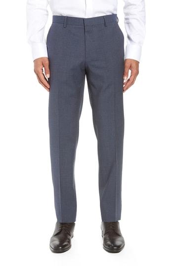 Men's Boss Genesis Flat Front Check Wool Trousers R - Red