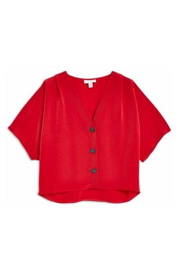 Women's Topshop Pleat Shoulder Blouse Us (fits Like 0) - Red