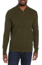 Men's Schott Nyc Waffle Knit Thermal Wool Blend Pullover - Green