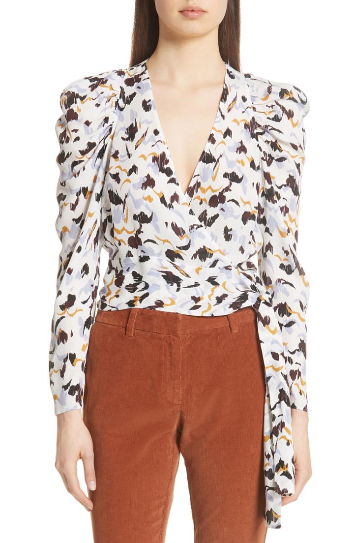 Women's A.l.c. Tessa Print Silk Wrap Top