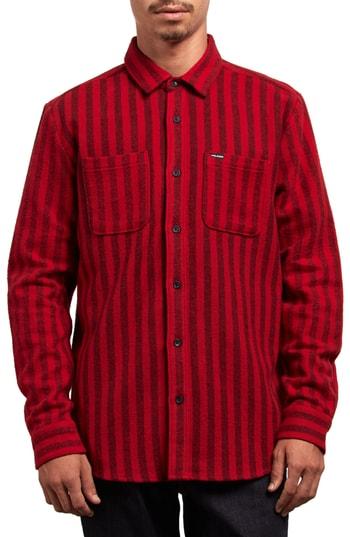 Men's Volcom Shader Flannel Shirt - Red