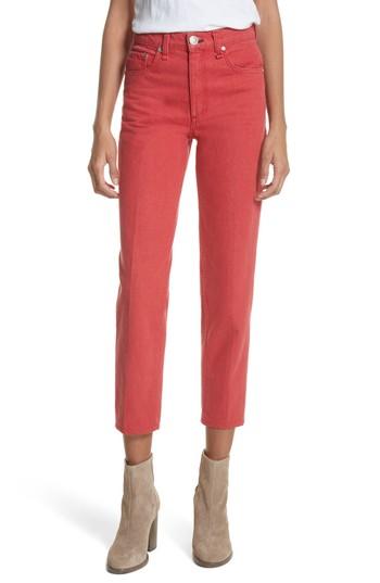 Women's Rag & Bone/jean Ash High Waist Crop Straight Leg Jeans - Red