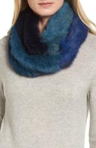 Women's Jocelyn Colorblock Genuine Rabbit Fur Infinity Scarf, Size - Blue