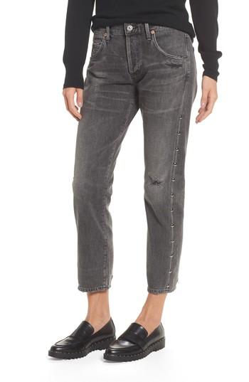 Women's Citizens Of Humanity Emerson Studded Slim Boyfriend Jeans - Grey