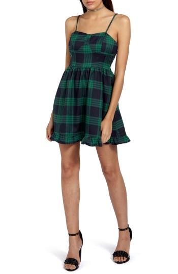 Women's Missguided Tartan Plaid Minidress Us / 6 Uk - Green