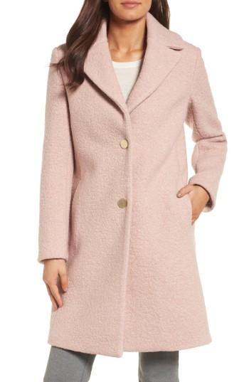 Women's Tahari 'tessa' Boiled Wool Blend Coat - Pink