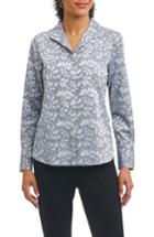 Women's Foxcroft Rhonda Wrinkle Free Lace Jacquard Shirt - Grey