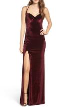 Women's La Femme Backless Velvet Gown - Red