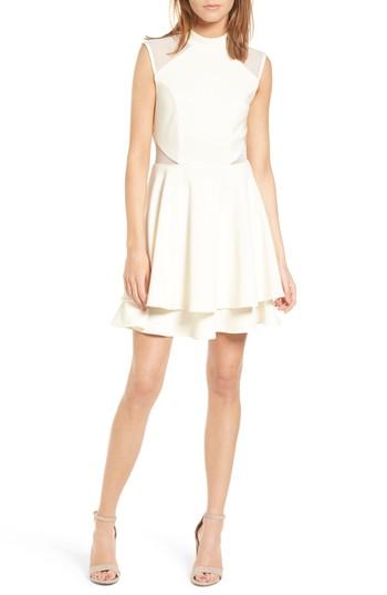 Women's Love, Nickie Lew Mesh Inset Fit & Flare Dress - Ivory