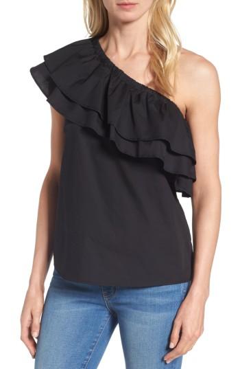 Women's Halogen One-shoulder Cotton Poplin Top