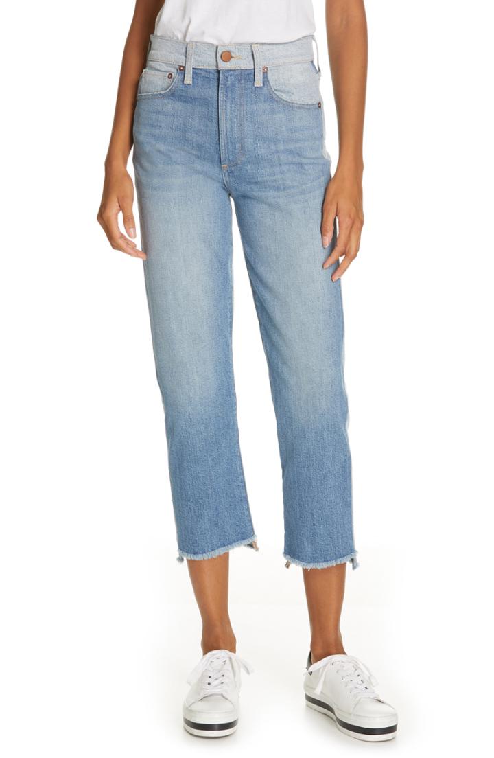 Women's Ao. La By Alice + Olivia Amazing Two-tone Girlfriend Jeans - Blue