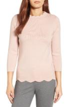 Women's Halogen Scallop Edge Sweater, Size - Pink