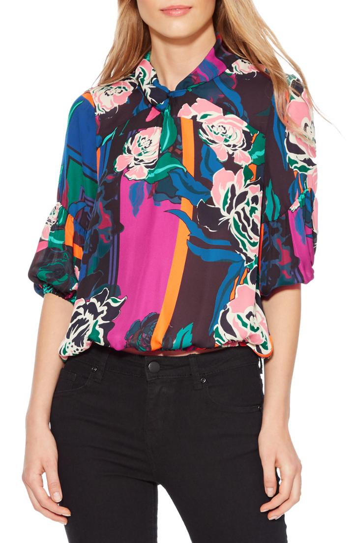 Women's Parker Olsen Floral Print Blouse, Size - Pink