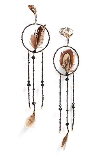 Women's Shashi Feather Shoulder Duster Earrings