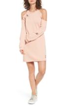 Women's Socialite Cold-shoulder Sweatshirt Dress - Pink