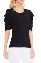 Women's Vince Camuto Draped Sleeve Ribbed Tee - Black
