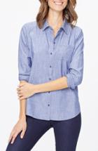 Women's Nydj City Cotton Chambray Shirt - Blue