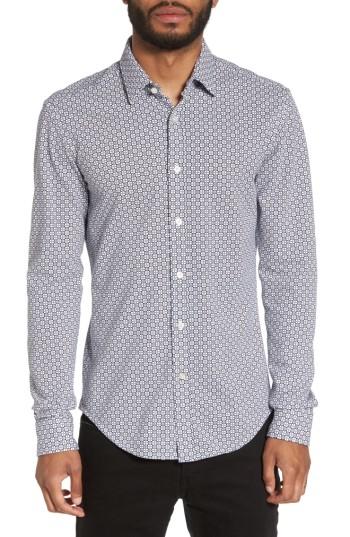 Men's Boss Ronny Trim Fit Print Sport Shirt - Blue