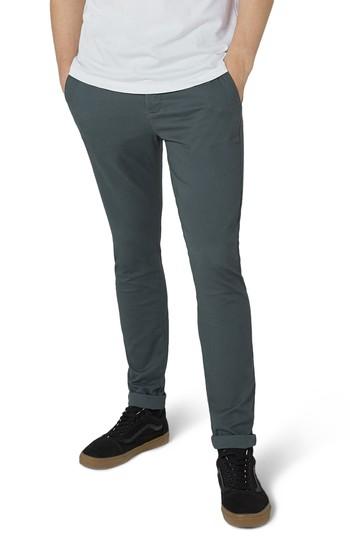 Men's Topman Stretch Skinny Fit Chinos X 32 - Blue/green