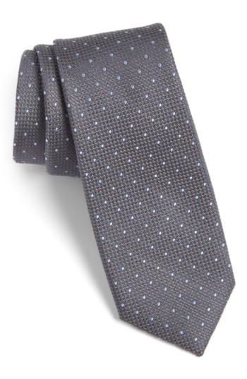 Men's Calibrate Dot Cotton & Silk Tie, Size - Black