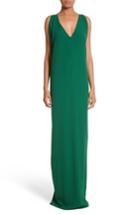 Women's Rosetta Getty Crepe Twist Back Gown - Green
