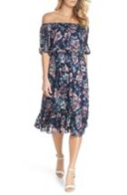 Women's Adrianna Papell Floral Burnout Off The Shoulder Blouson Dress - Blue