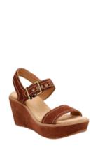 Women's Clarks Aisley Orchid Wedge Sandal .5 M - Brown