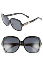 Women's Moschino 57mm Oversized Polarized Sunglasses - Black